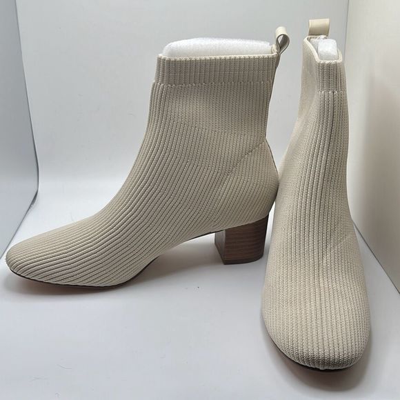 CUSHIONAIRE Women's Stretch bootie +Memory Foam 8.5 IVORY - Picture 7 of 7